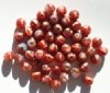 25 8mm Satin Rosewood & Light Blue Round Glass Beads